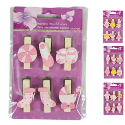 Træpind baby pink 4 assorteret sæt af 6 | 48 stk
