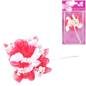 Dekorativ blomst med perler pink 13 cm sæt af 6 | 24 stk