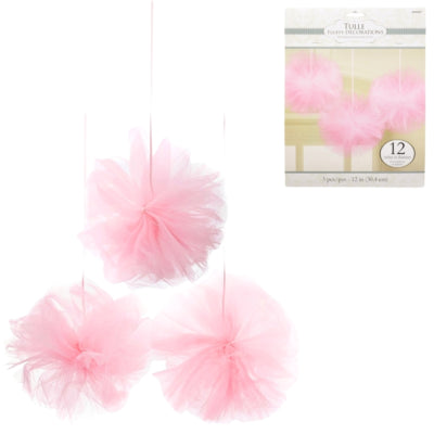 Amscan decoratie tule pompom roze 30 cm sæt varevogn 3 | 27 stk