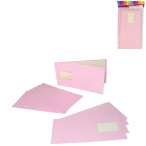 Invitationskort og kuverter pink 5 stk | 48 stk