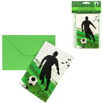 Fodbold invitationskort 14 cm 8 stk | 36 stk