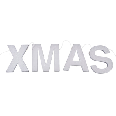 Brevguirlande xmas sølvfarvet vandret 85 cm | 24 stk