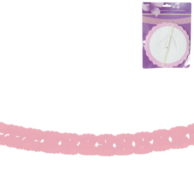 Guirlande rundt papir pink 3 m | 24 stk