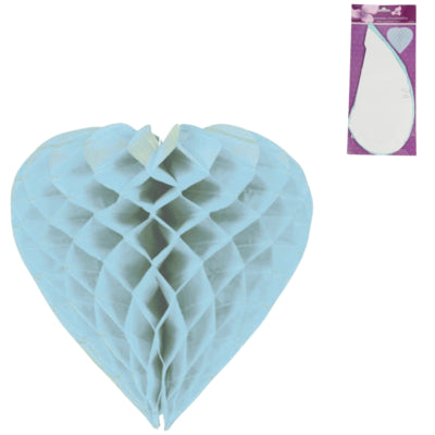 Honeycomb hjerte blå 30 cm | 24 stk