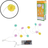 Lyskæde blomster farvet LED på batteri 120 cm | 25 stk