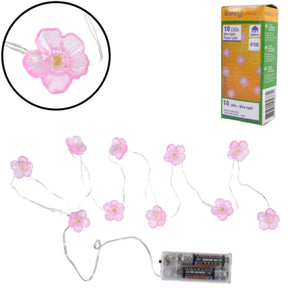 Lyskæde blomster pink LED på batteri 120 cm | 25 stk