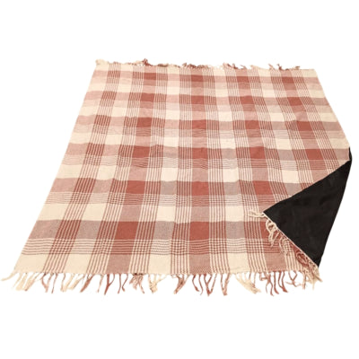 Tag en plaid polyback picnic plaid rust hvid 160 x 160 cm | 10 stk