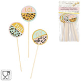 Cocktail sticks funky leopard 12 cm sæt af 8 | 48 stk