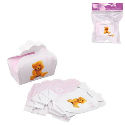 Gaveemballage baby shower bamse pink sæt med 5 | 24 stk