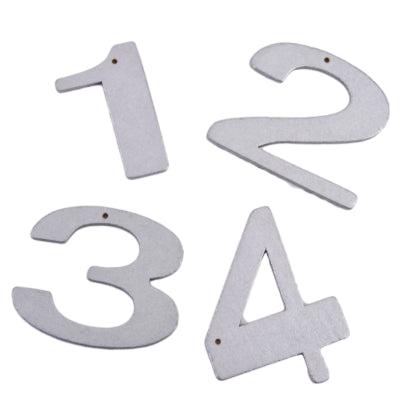 Dekorationsbogstaver 1,2,3,4 sølvfarvet 6 cm | 24 stk