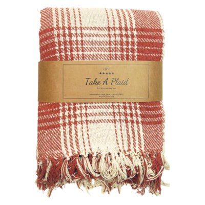 Tag en plaid polyback picnic plaid rust hvid 160 x 160 cm | 10 stk