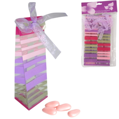 Gavepose stribet lilla 15 cm 6 stk | 24 stk