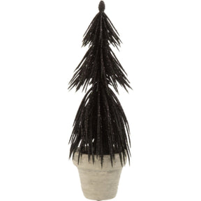 J-line fyrretræ i potte glitter sort 22 cm | 12 stk
