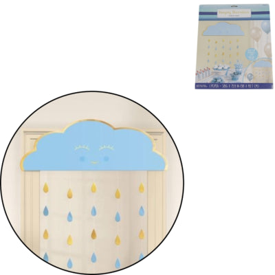 Amscan dørgardin baby shower blåguld 193 cm | 12 stk