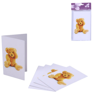 Baby shower kort bamse blå sæt med 5 | 24 stk