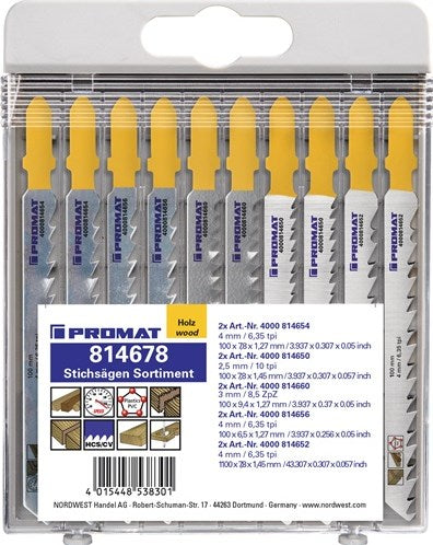 Promat tecwerk stiksav sortiment | 10 stykker til træ - 4000814678