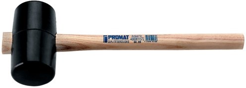 Promat tecwerk gummihammer | hoved d. 40 mm hovedlængde 80 mm | sort asketræ | 90 ved en flad bane - 4000811570
