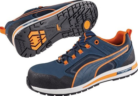 Puma sikkerhedssko | str. 45 blå orange | s3 hro src og iso 20345 | læder | 1 stk - 64.310.0-45 64.310.0-45