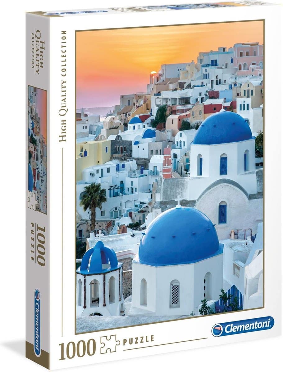 Clementoni puslespil - bybillede Santorini - 1000 brikker