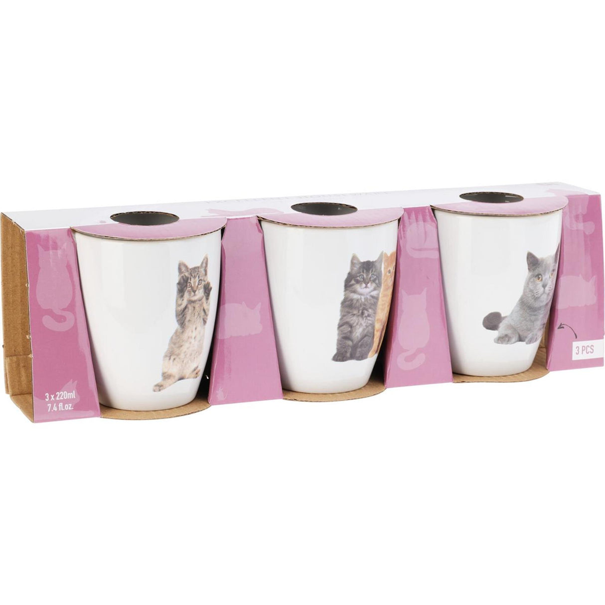 Excellent houseware bekerset katten 3-delig 220ml