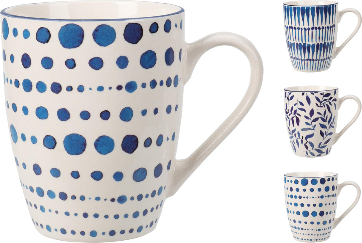 Fremragende husholdningskop 350ml porcelæn hvid blå