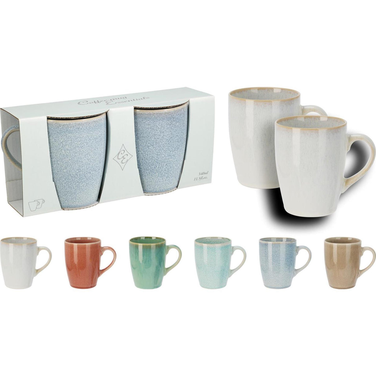Excellent houseware set a 2 mokken aardewerk gres 340ml