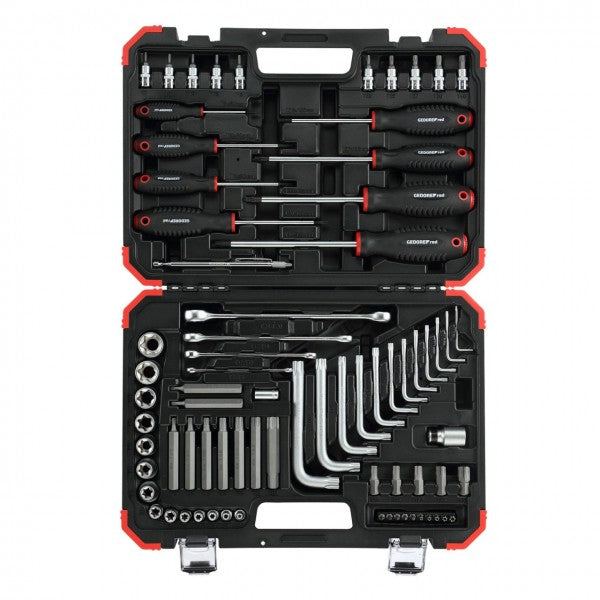 Gedore rød r68003075 75-delt skrueværktøjssæt tx 1 4"+ 1 2" 3301575 r68003075