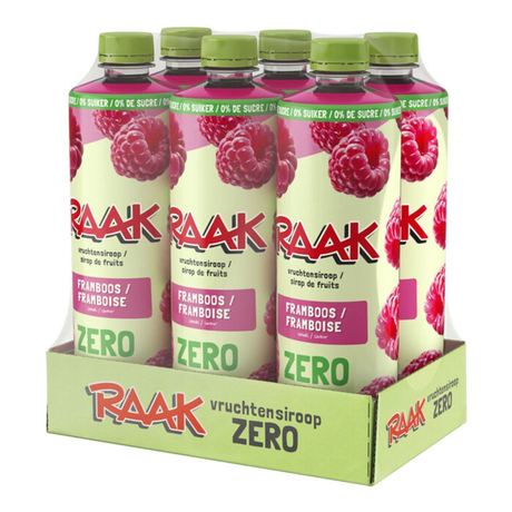 Raak frugtsirup hindbær nul sukker (6x 750 ml)