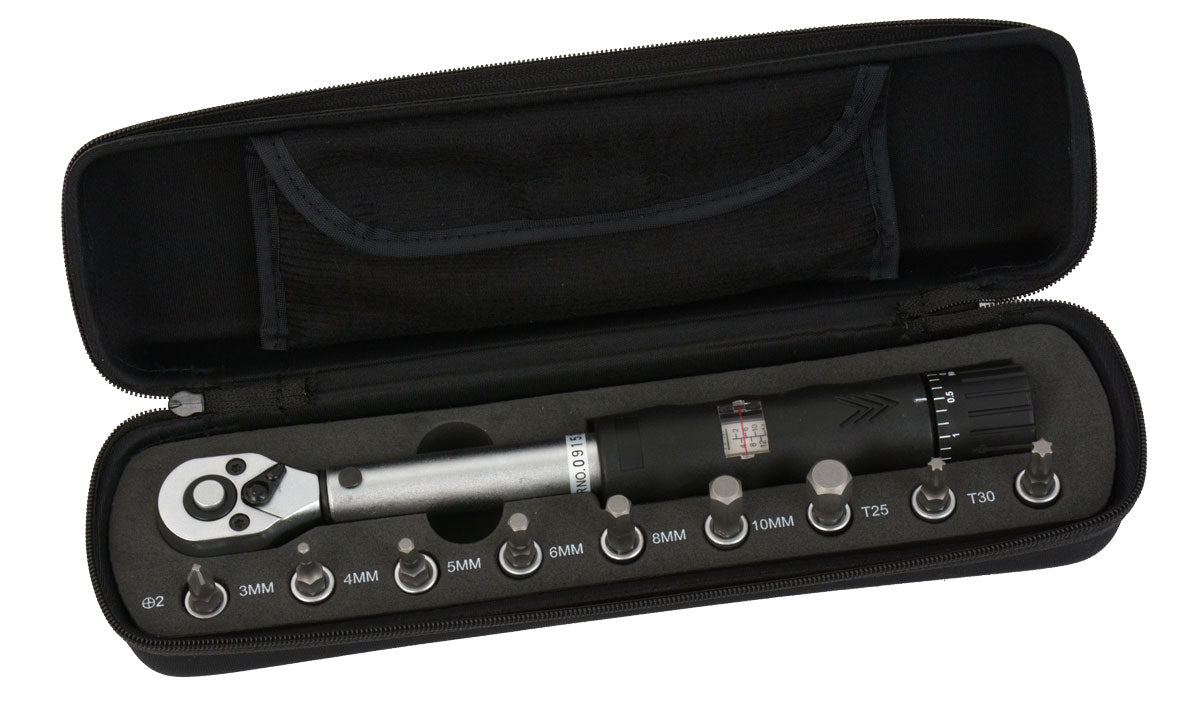 Radon komp momentnøgle 1 4 2-14 nm fikserbar inkl. stykker