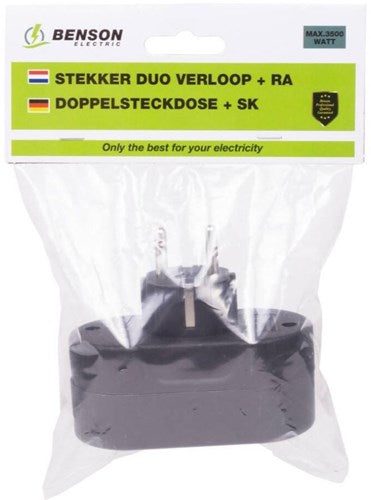 Enzo jordet stikadapter 2-vejs horisontal sort - 6175912