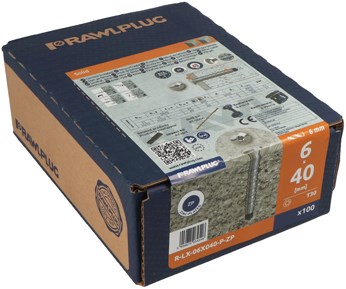 Rawl betonskrue 7,5 | 6 stk x40 vz ck torx tx30 | 100 stykker - r33-r-lx-06x040-p-zp