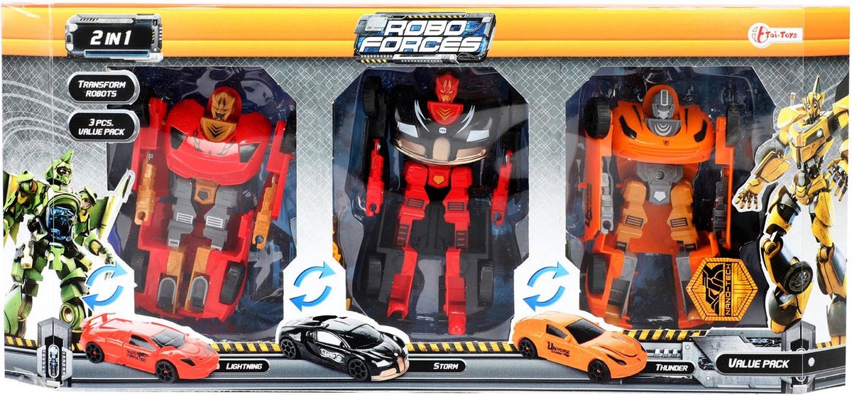 Toi-toys roboforces transform bilrobot, 3 stk.