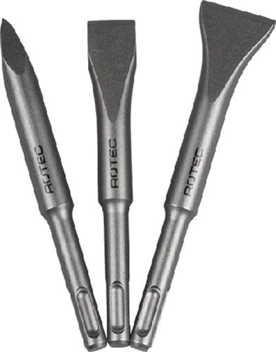 Rotec 3 dlge sds+beitelset 140 lang, punt, plat 20mm, spade 30mm - 2150100