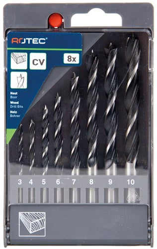 Rotec 8 stk. maskintræboresæt 3,0-10,0 mm - 9001051 - 900,1051