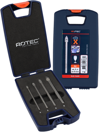 Rotec glasboren set | 229 | 4-delig | ø4-8 - 900.1009