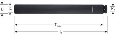 Rotec krachtdop | binnenvierkant 1 2 | extra lang | l=310 | sw 24 - 842.3024