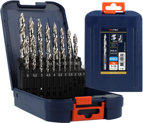 Rotec spiraalborenset | 104 - step-x | din 338 | 19-dlg | ø1-10 abs - 900.0070