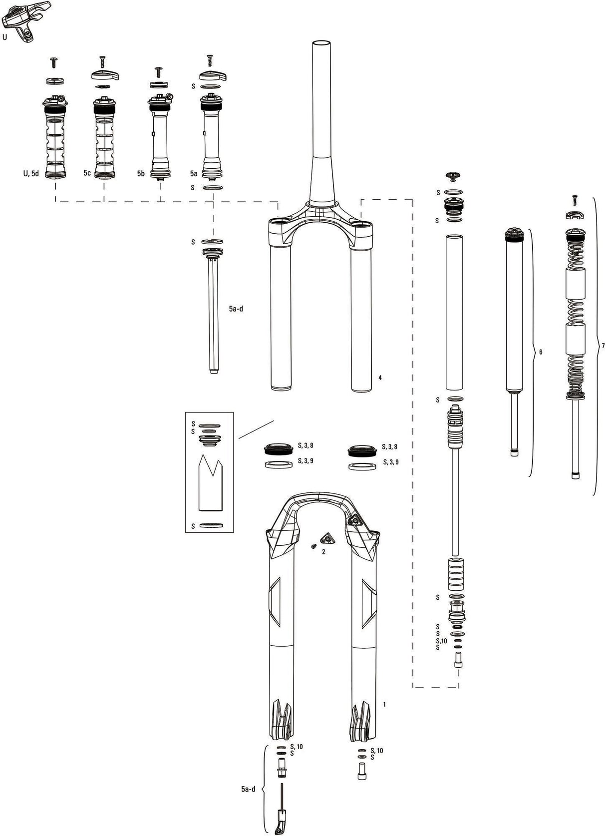 Rockshox affjedringsgaffel recon sølv rl susp.gaffel rs recon sil.rl 1 1 8 sort oneloc
