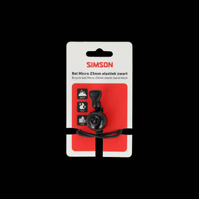 Simson cykelklokke mikro 23mm gummi elastikbeslag sort