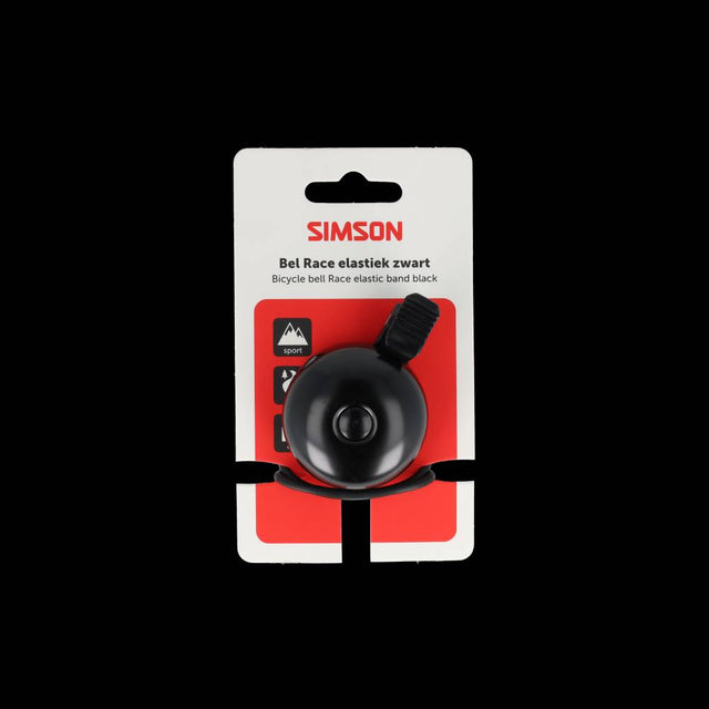Simson racercykelklokke med elastikbeslag - sort