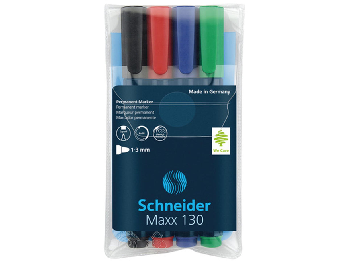 Schneider maxx 130 permanent markør rund spids 1-3mm kasse af 4 stk