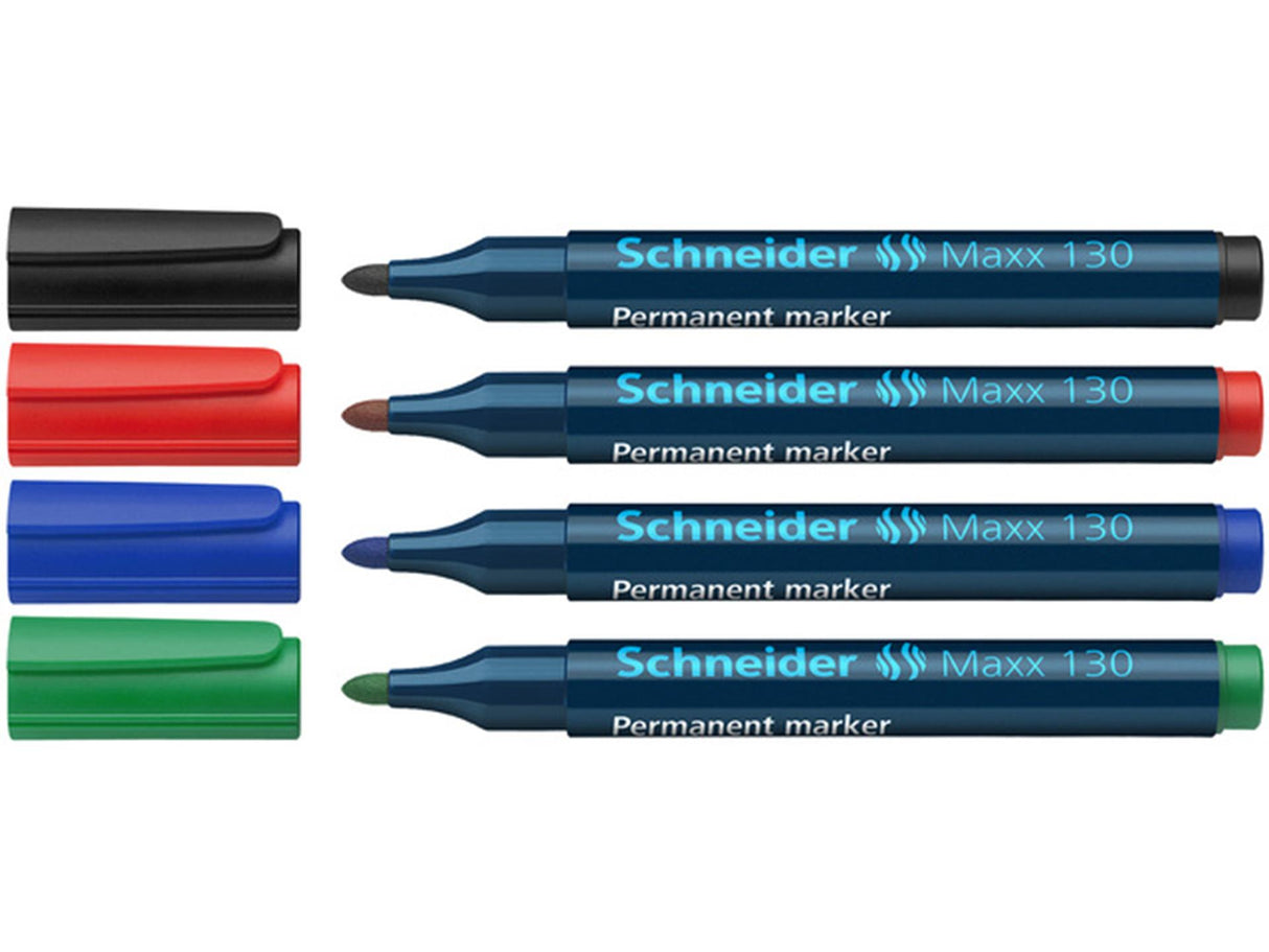 Schneider maxx 130 permanent markør rund spids 1-3mm kasse af 4 stk