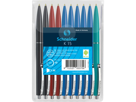 Schneider s-3081-2-3-4 kuglepen k15 10s assorterede farver i hovedtaske