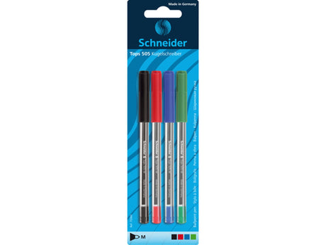 Schneider kuglepen 505m assorteret pakke med 4 stk.