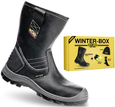 Ty sikker jogger vinterboks | bestboot sikkerhedsstøvle + sokker + handsker + hat | sort | størrelse 43 - si9700430