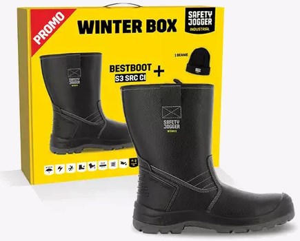 Ty sikker jogger vinterboks | bestboot sikkerhedsstøvle + sokker + handsker + hat | sort | størrelse 47 - si9700470
