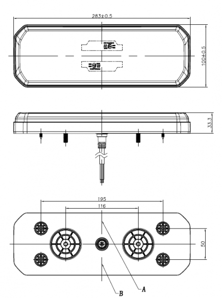 Baglygte dynamisk LED l=r