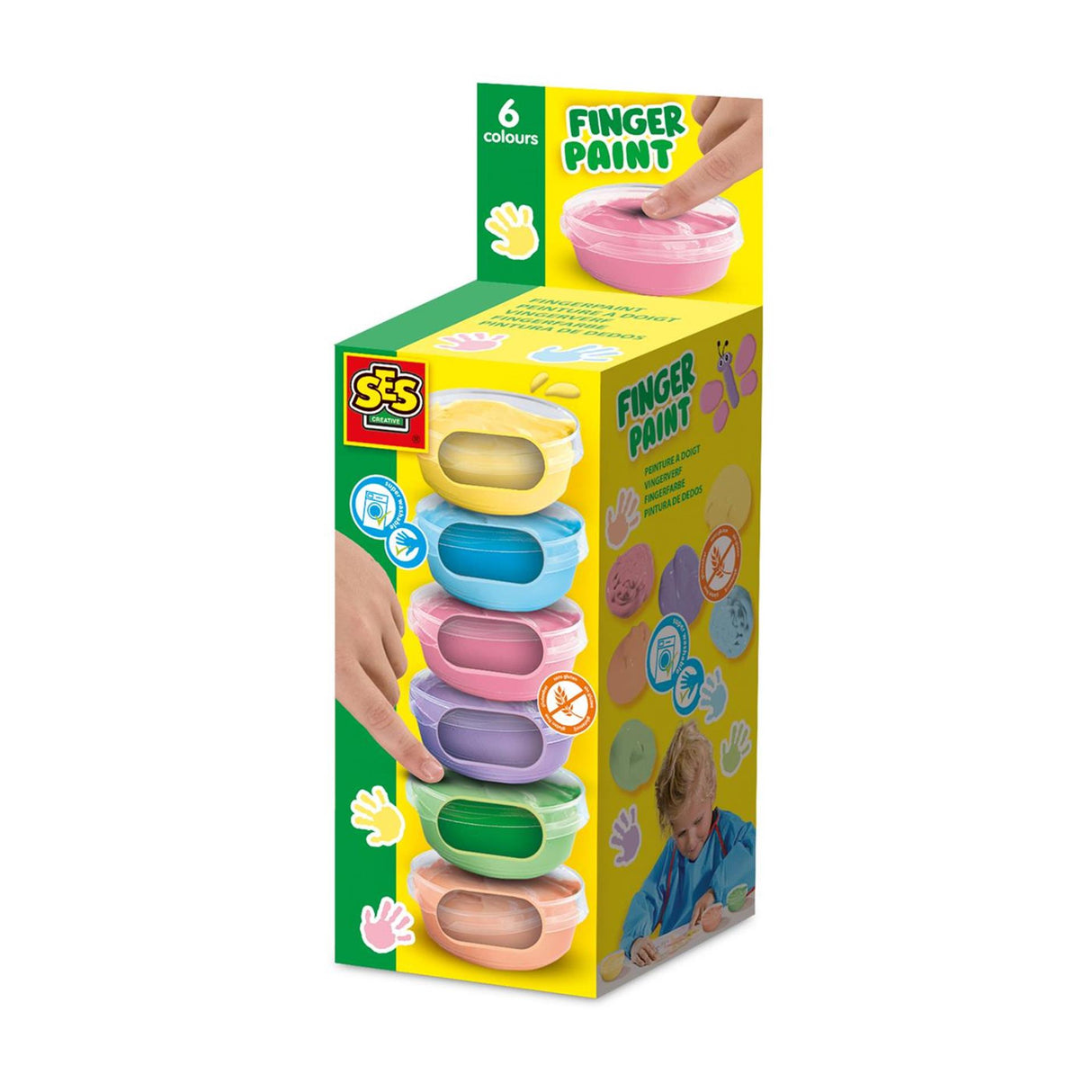 Ses fingermaling pastel 6 farver x 45 ml