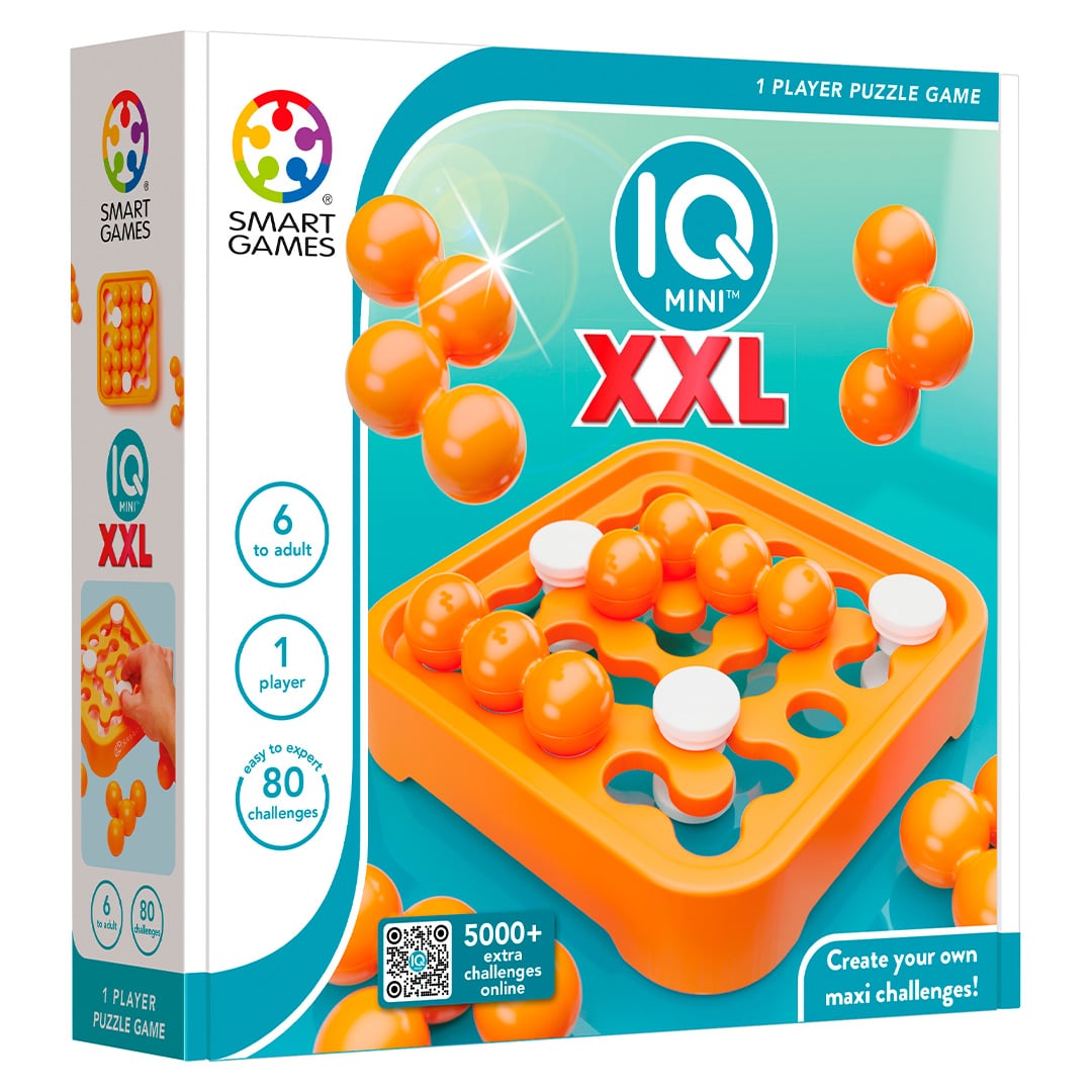 Smartgames IQ Mini XXL - stort logisk tænkespil - endeløse udfordringer med glidende blokkere - pædagogisk solospil - fra 6 år