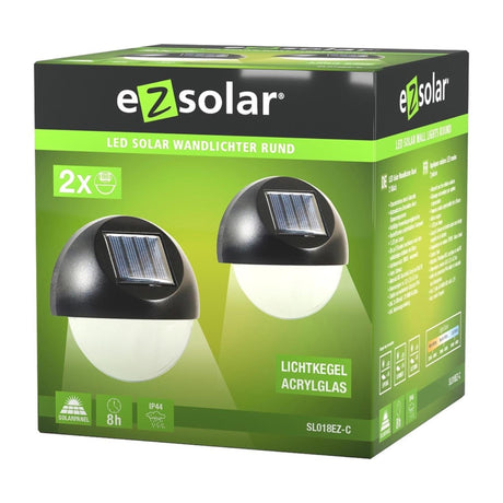Ezolar LED solcelle væglampe sæt 2-delt varm hvid